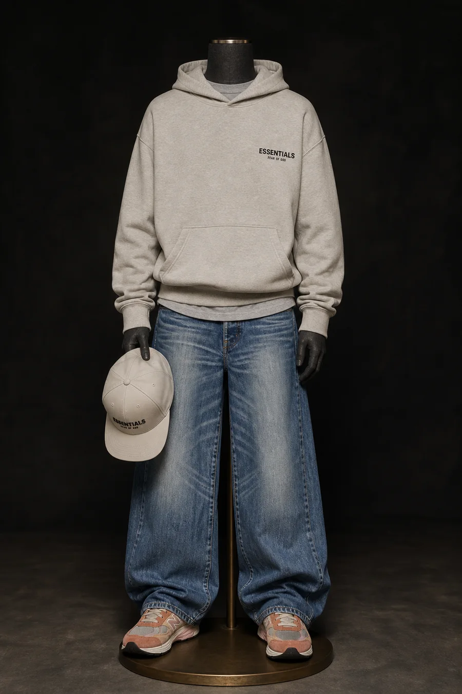 Oatmeal over indigo on a mannequin