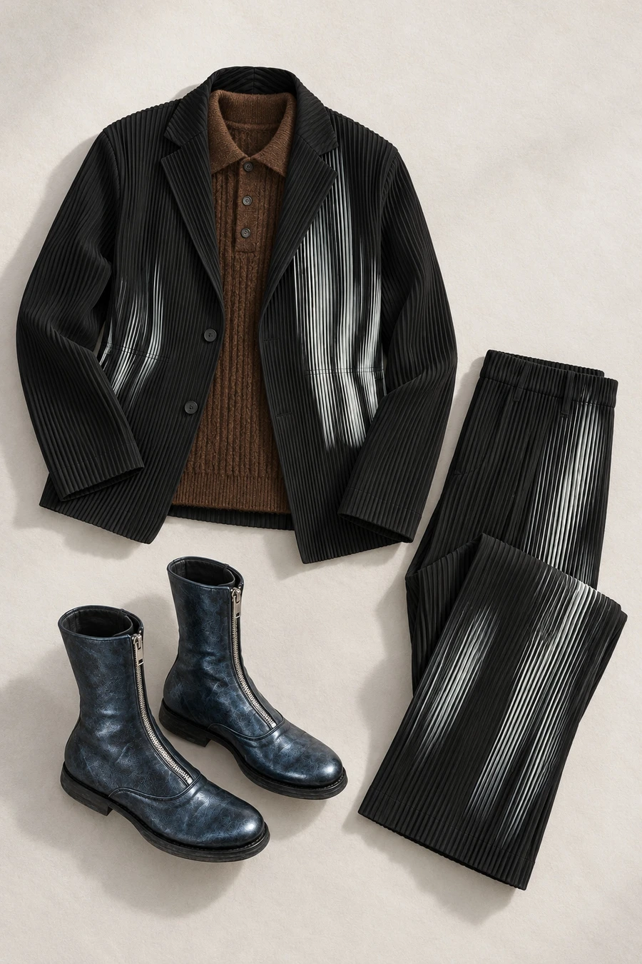 The pieces of Shadow pleats on a Jimbocho morning