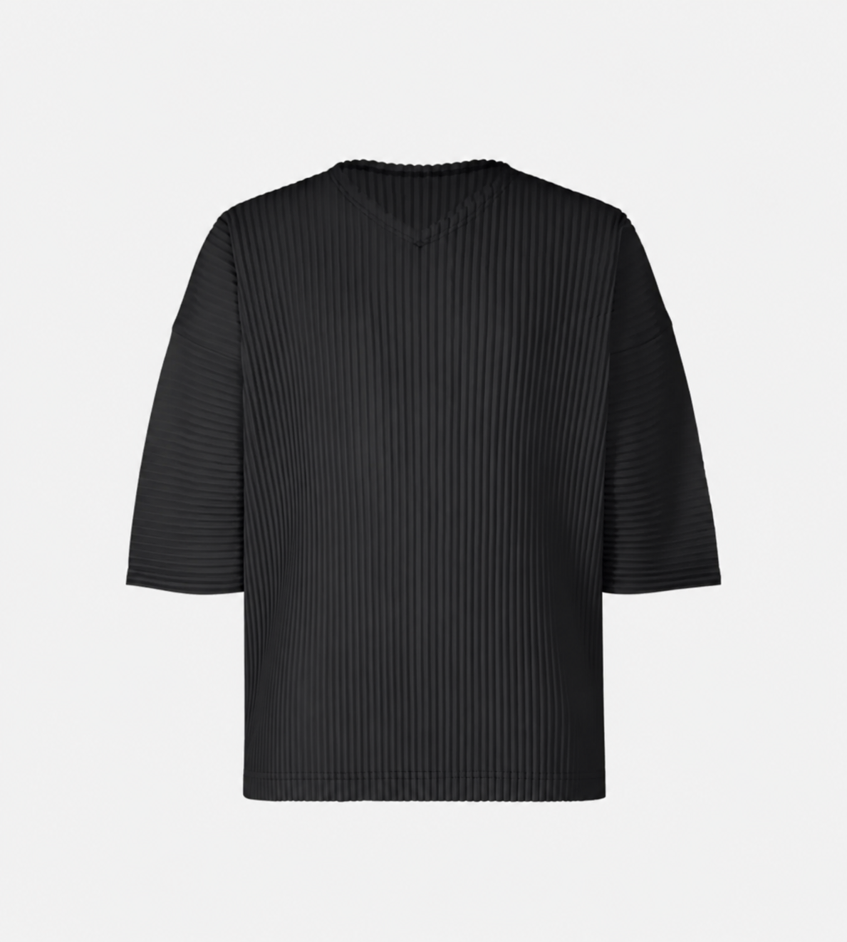Homme Plisse Issey Miyake MC V-Neck Tee Black at WDLT117, Toronto
