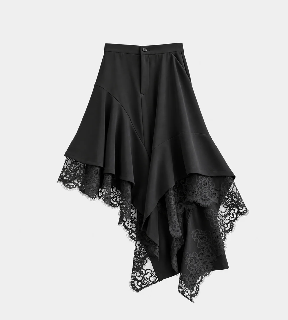 UJOH Random Hem Lace Skirt Black at WDLT117, Toronto