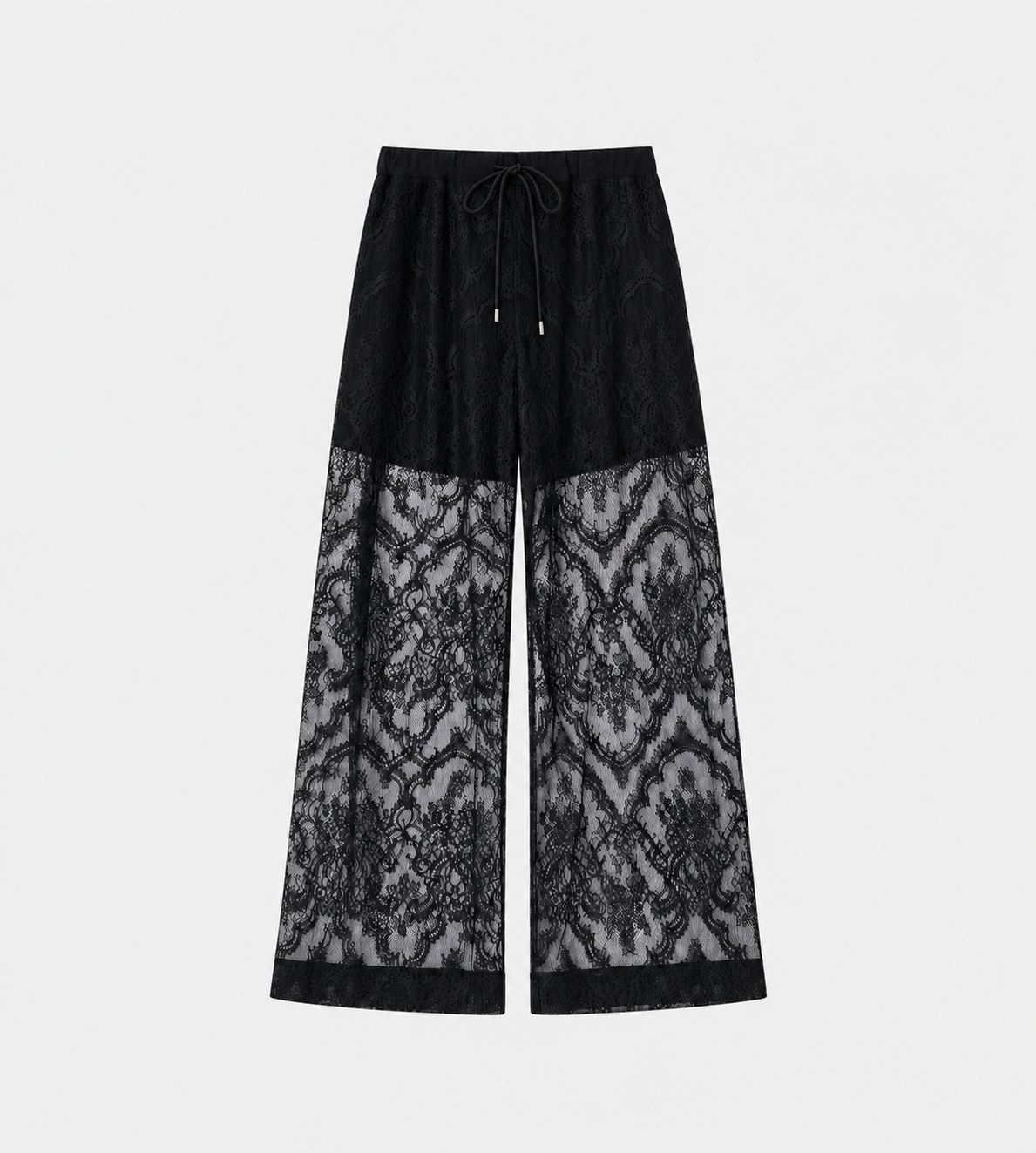 UJOH Waist Draw Cord Lace Wide Pants Black at WDLT117, Toronto