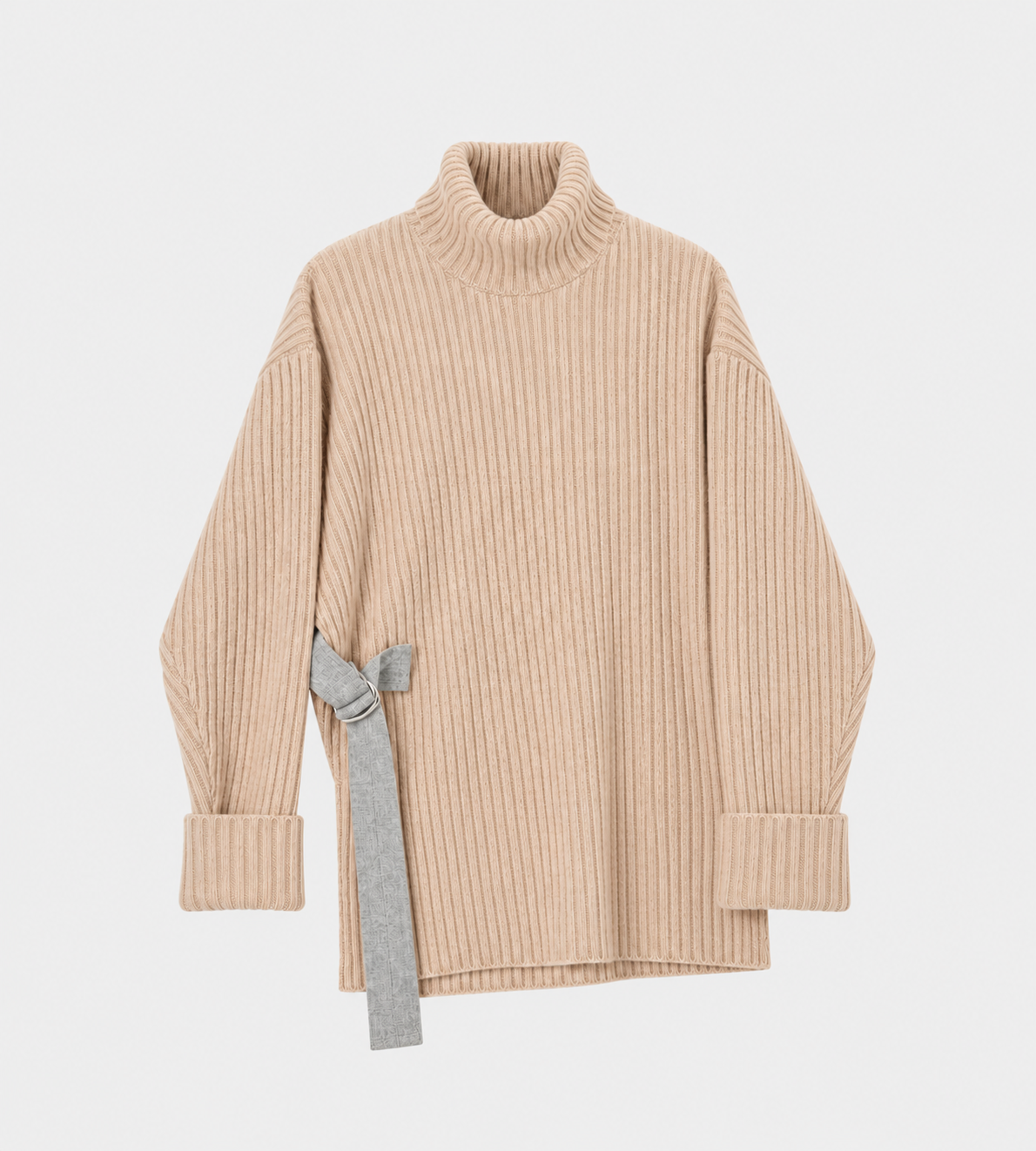 UJOH Side Belt Turtle Neck Sweater Beige at WDLT117, Toronto