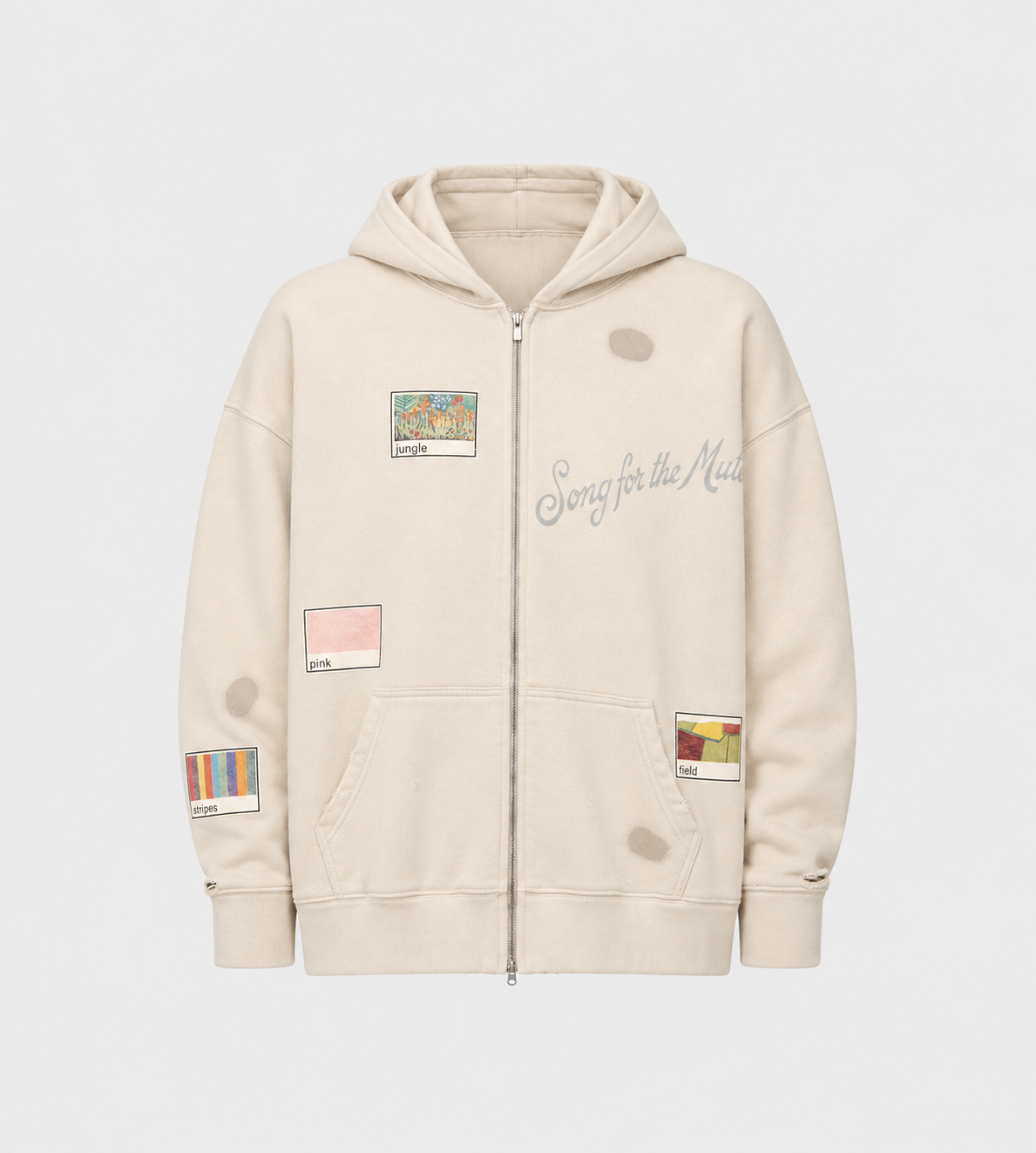 Song for the Mute 'Vignettes' Zip Up Relaxed Hoodie Beige at WDLT117, Toronto