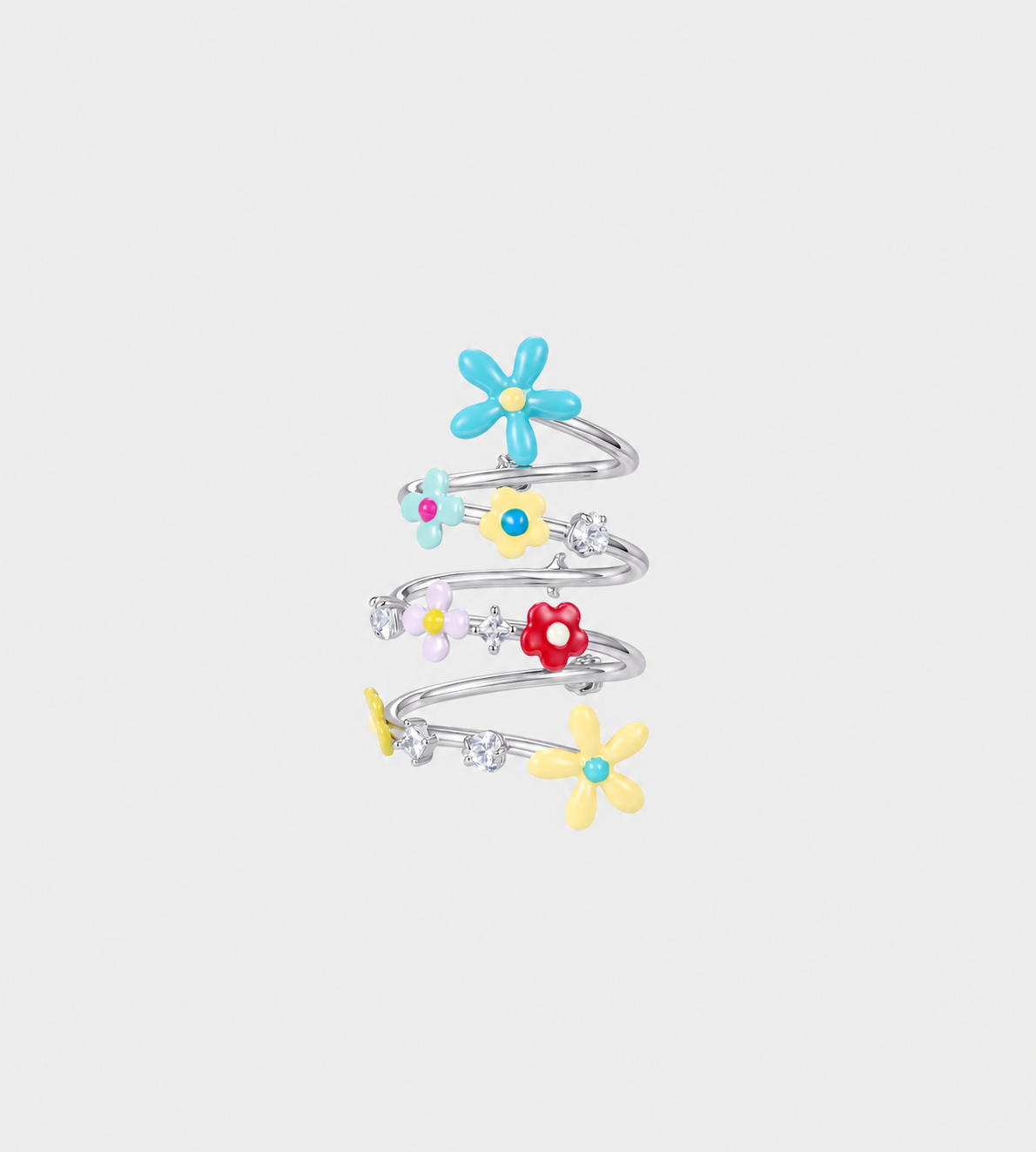 YVMIN Flower Gemstone Spiral Ring Multi at WDLT117, Toronto