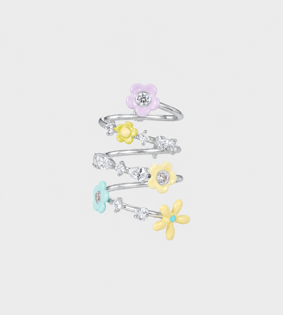 YVMIN Flower Gemstone Spiral Ring Multi at WDLT117, Toronto