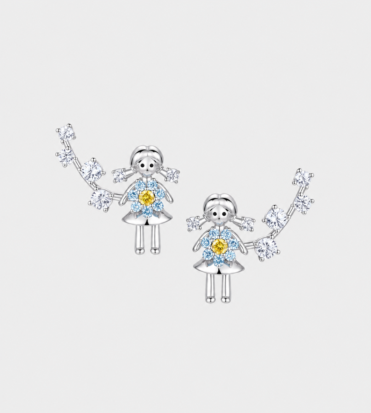 YVMIN Mini Girl Flowers Earrings Silver at WDLT117, Toronto